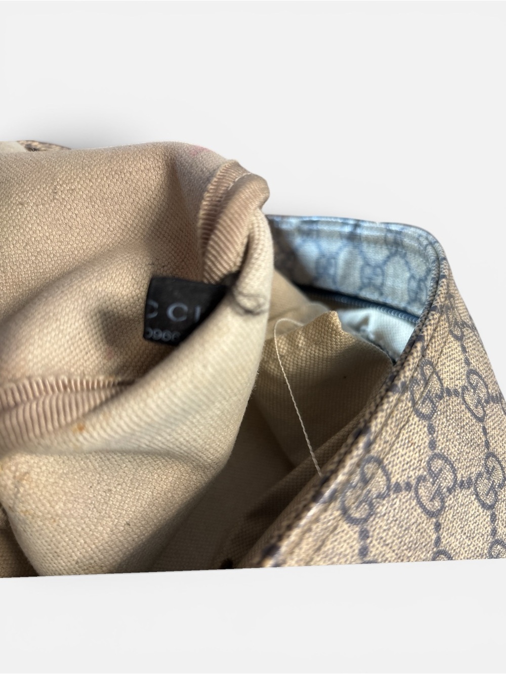 Gucci grey and navy GG Monogram Canvas Crossbody Bag with Navy Strap - Picture 8 of 11